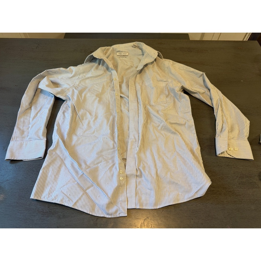 gray white JOSEPH ABBOUD regular fit button up collared shirt size 16 32 / 33